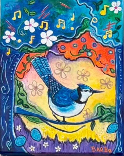 Songbird Original Acrylic Paint on Stretched Canvas 11" x 14" - $125