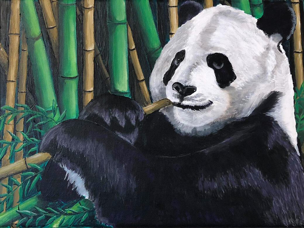 Bamboo Bliss Original Acrylic Paint on Stretched Canvas 9" x 12" - $105